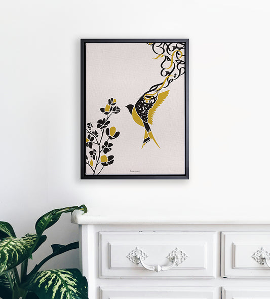 Freedom bird canvas with Arabic calligraphy 