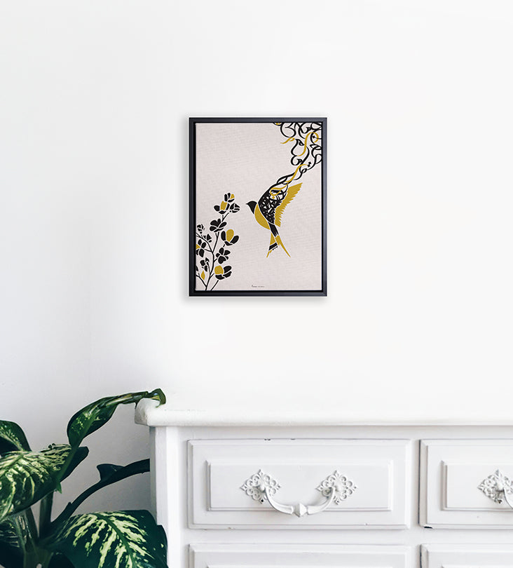 Freedom bird canvas with Arabic calligraphy 