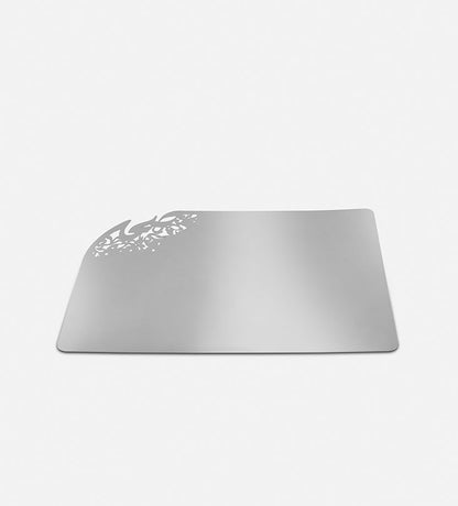 Silver stainless steel placemat in Arabic calligraphy