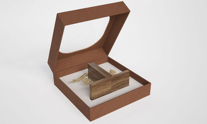 Luxury wooden bookends with Arabic calligraphy designed as a corporate gift for Etihad Airways in the UAE.