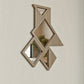 Origami-inspired vertical wooden mirror designed with diamond shaped dots in Arabic calligraphy by Kashida