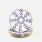 Elegant porcelain salad or dessert plate with Arabic calligraphy pattern in royal blue and gold