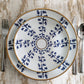 Elegant porcelain salad or dessert plate with Arabic calligraphy pattern in royal blue and gold