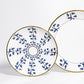 Elegant porcelain salad or dessert plate with Arabic calligraphy pattern in royal blue and gold