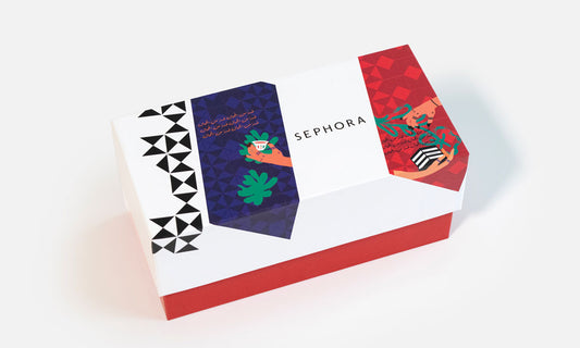 Custom made Arabic coffee cup design by Kashida for Sephora 