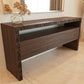 Wood and steel buffet sideboard for luxurious dining rooms with Arabic calligraphy engraving and cabinet storage 