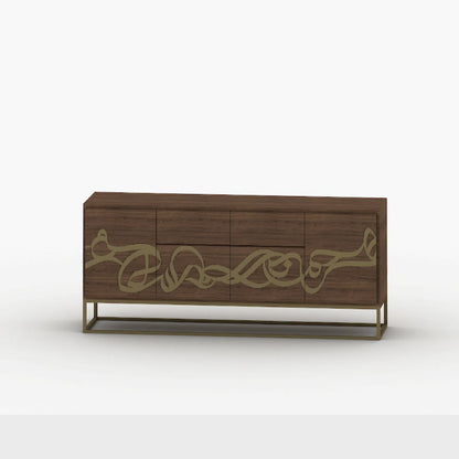 Unique dining room sideboard with Arabic calligraphy with storage and buffet top