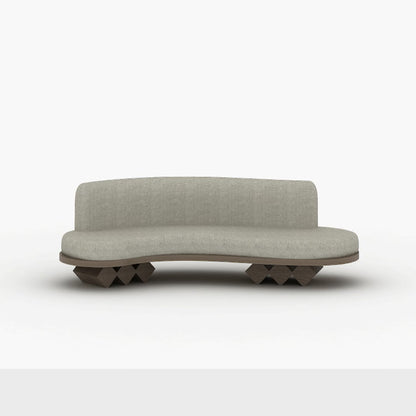 Modern fluid sofa with organic shape and simple neutral tone upholstery from Kashida's Nuqat collection.