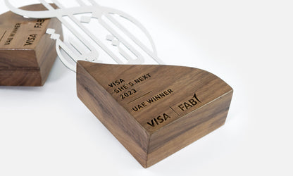 Premium VIP Trophies by Kashida design studio for VISA She's Next Awards Competition supporting female-led businesses