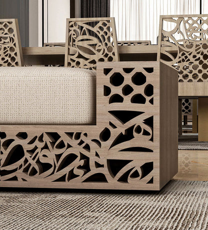 Luxury Arabic calligraphy bench for majlis living room with pattern