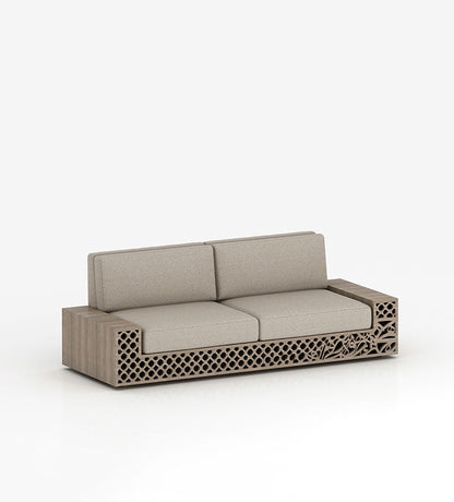 Luxury sofa with Arabic calligraphy and arabesque pattern in American walnut wood