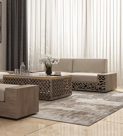 Luxury sofa with Arabic calligraphy and arabesque pattern in American walnut wood