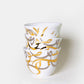 Contemporary gold and silver porcelain coffee cup finjal with Arabic graffiti print