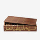 Elegant luxury wooden tea or storage box with brass inlay in Arabic calligraphy