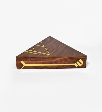 Elegant luxury wooden keepsake box with brass inlay in Arabic calligraphy