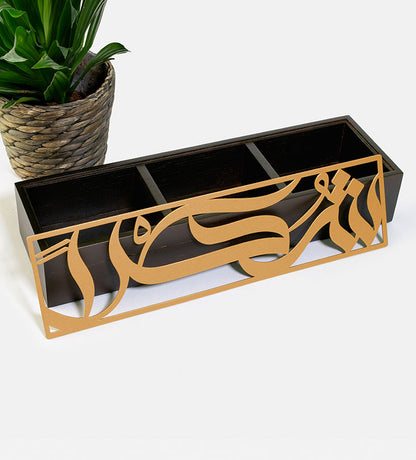 Personalized Arabic calligraphy name wooden box with metal lid