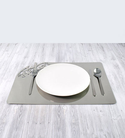 Silver stainless steel placemat in Arabic calligraphy