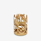 Arabic calligraphy proverb metallic round candleholder gold