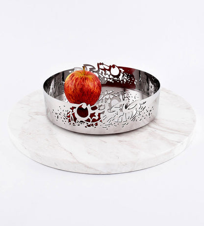 Medium silver fruit or pastry bowl in Arabic calligraphy