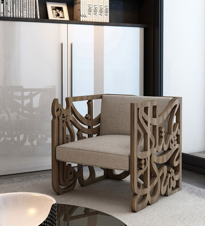 Luxury furniture Arabic calligraphy modern armchair in walnut wood