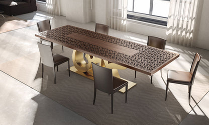 Luxury furniture 10 seater Arabic calligraphy dining table full engraving