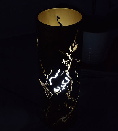 Modern contemporary metal table lamp in Arabic calligraphy gold