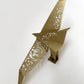 Beautiful brass plated decorative wall hangers shaped like origami birds with modern Arabic calligraphy designed by Kashida