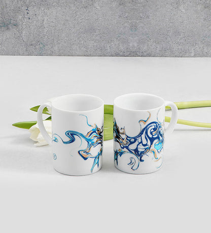 Contemporary porcelain mug with Arabic calligraphy fluid art