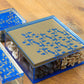 Large printed Acrylic divided box in royal blue and gold with Arabic calligraphy pattern