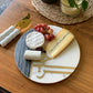 Beautiful Grey and white marble cheese board with brass inlay Arabic calligraphy by Kashida