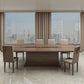 Luxury wooden dining table with Arabic calligraphy letters engraved in the middle